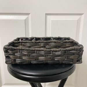 Dark Brown Woven Storage Basket Organizer – 4 Compartments, 11”x7”x4”